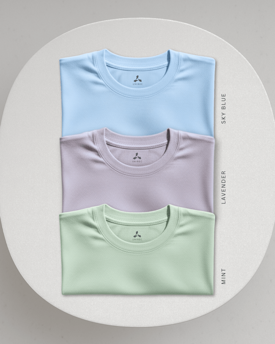 Men's Feather Touch Round Neck T-Shirt Combo - Pack of 3 (Sky Blue, Lavender and Mint)
