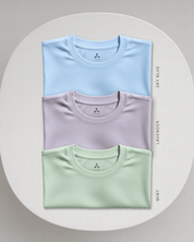 Men's Feather Touch Round Neck T-Shirt Combo - Pack of 3 (Sky Blue, Lavender and Mint)