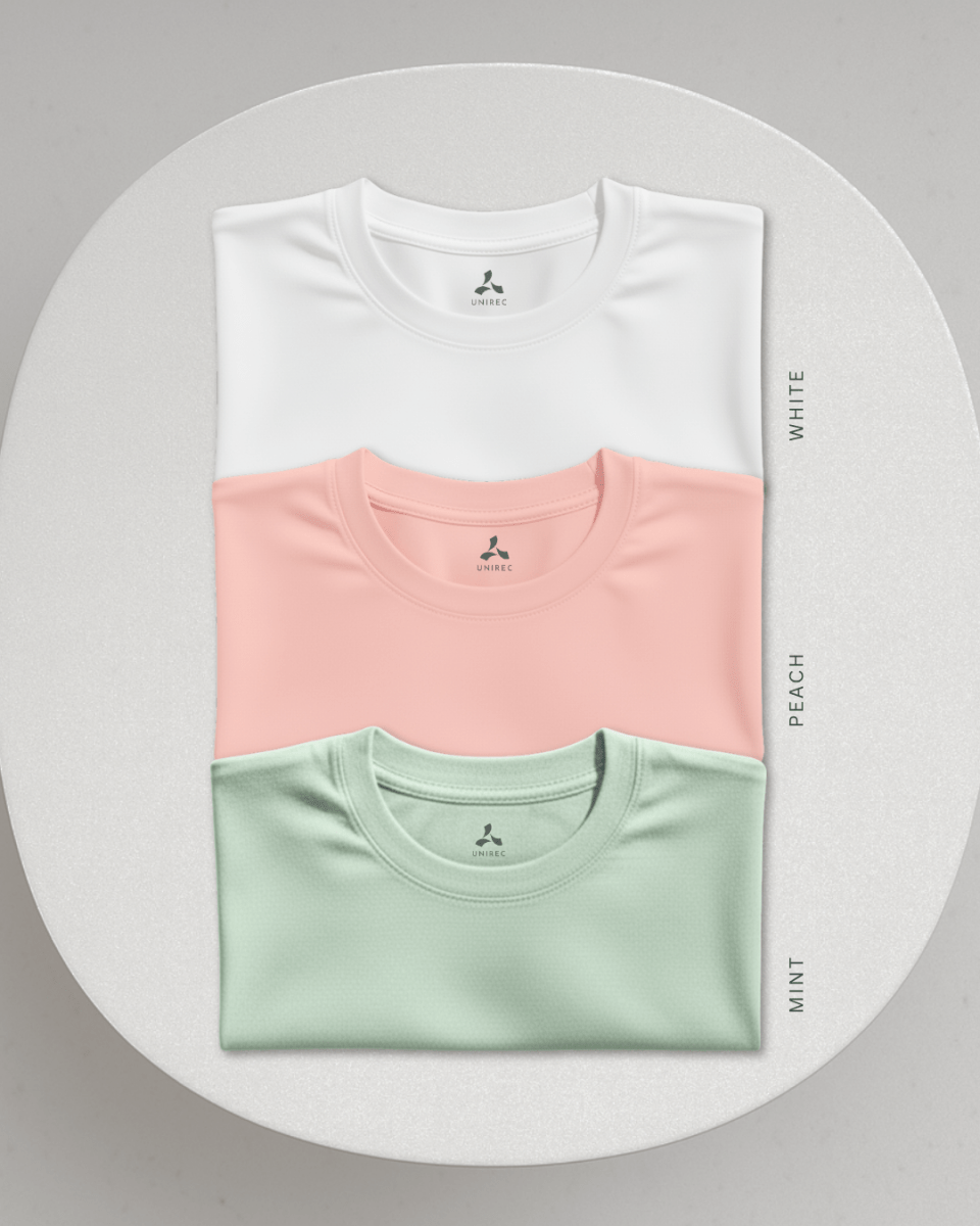 Men's Feather Touch Round Neck T-Shirt Combo - Pack of 3 (White, Peach and Mint)