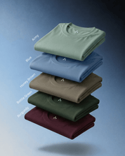 Men’s Feather Touch Round Neck T-Shirt Combo Pack of 5 – Army, Blue, Honey Brown, Bottle Green & Burgundy