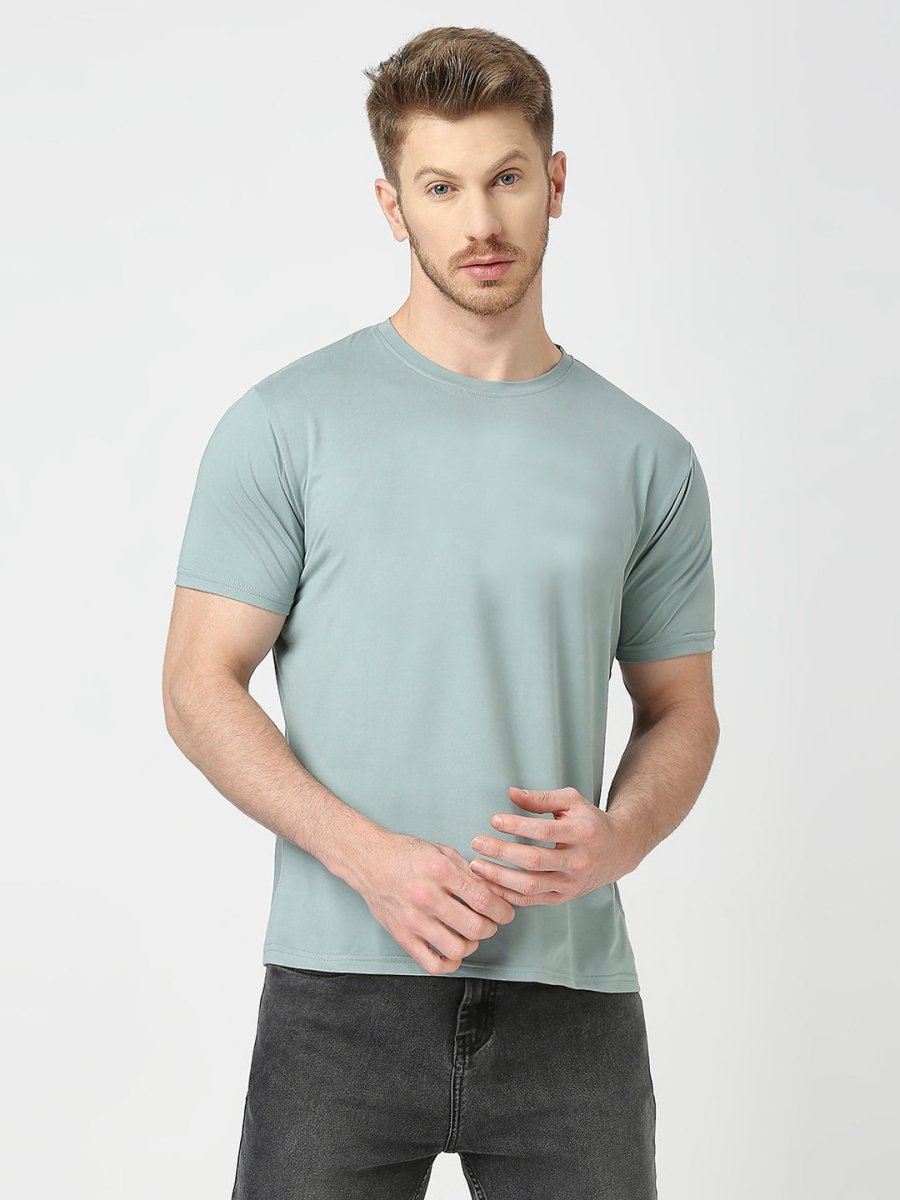 Men's Feather Touch Mint Green Solid Round Neck T-Shirt