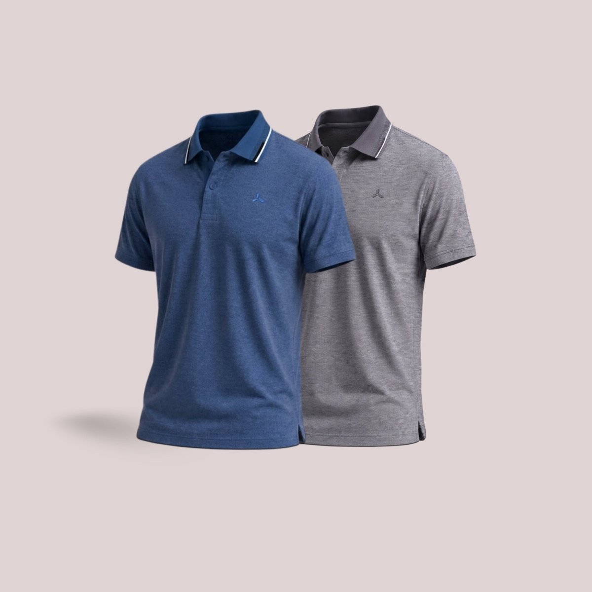 Men's Melange Polo T-Shirt Combo with Tipping Collar – Navy and Grey