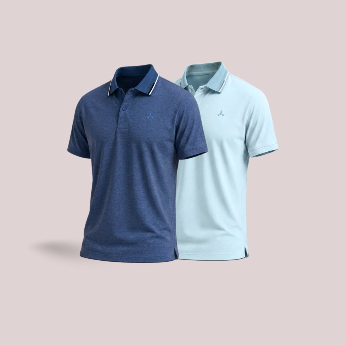 Men's Melange Polo T-Shirt Combo with Tipping Collar – Navy & Mint