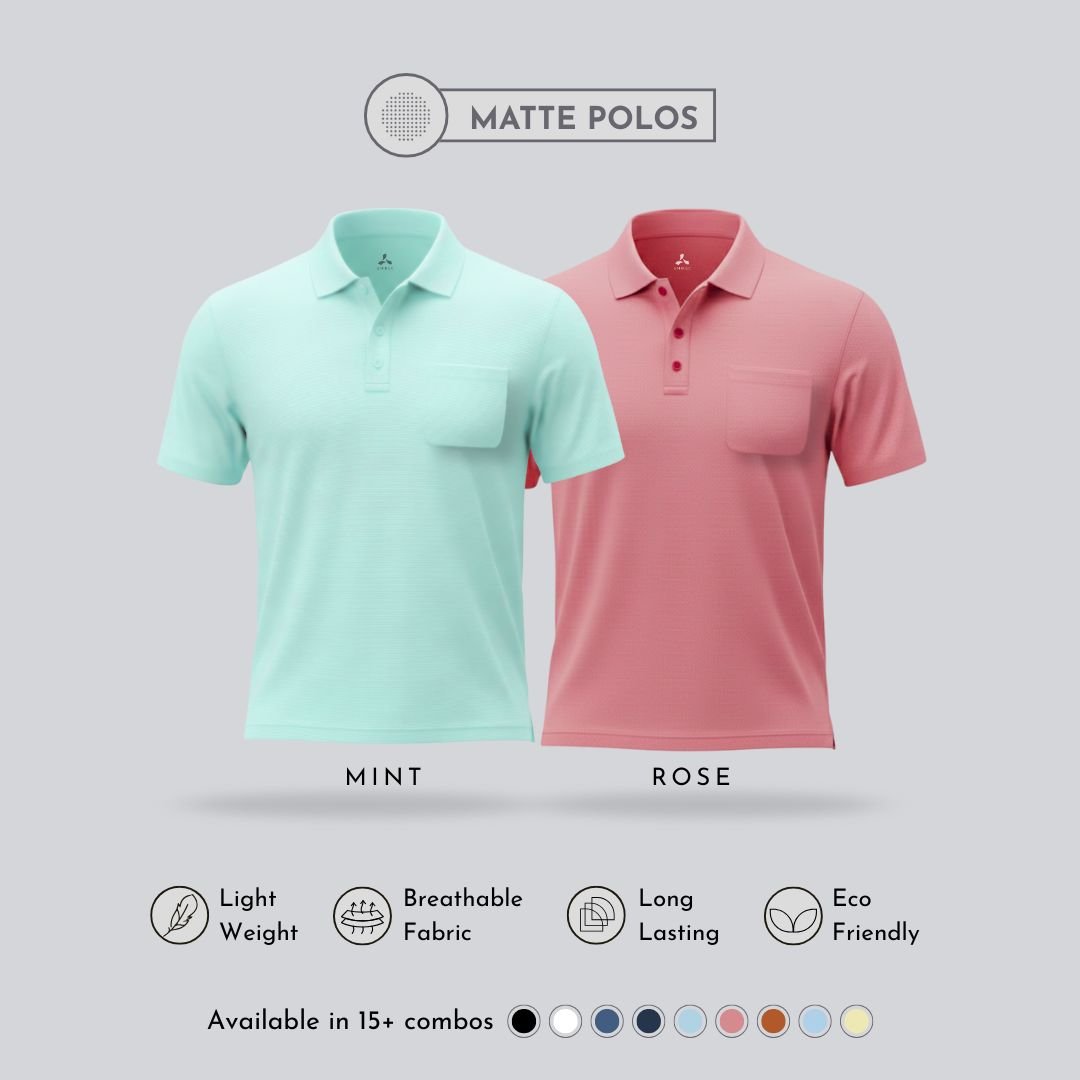 Men's Mint & Rose Matte Polo T-Shirt Combo with Pocket