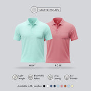 Men's Mint & Rose Matte Polo T-Shirt Combo with Pocket