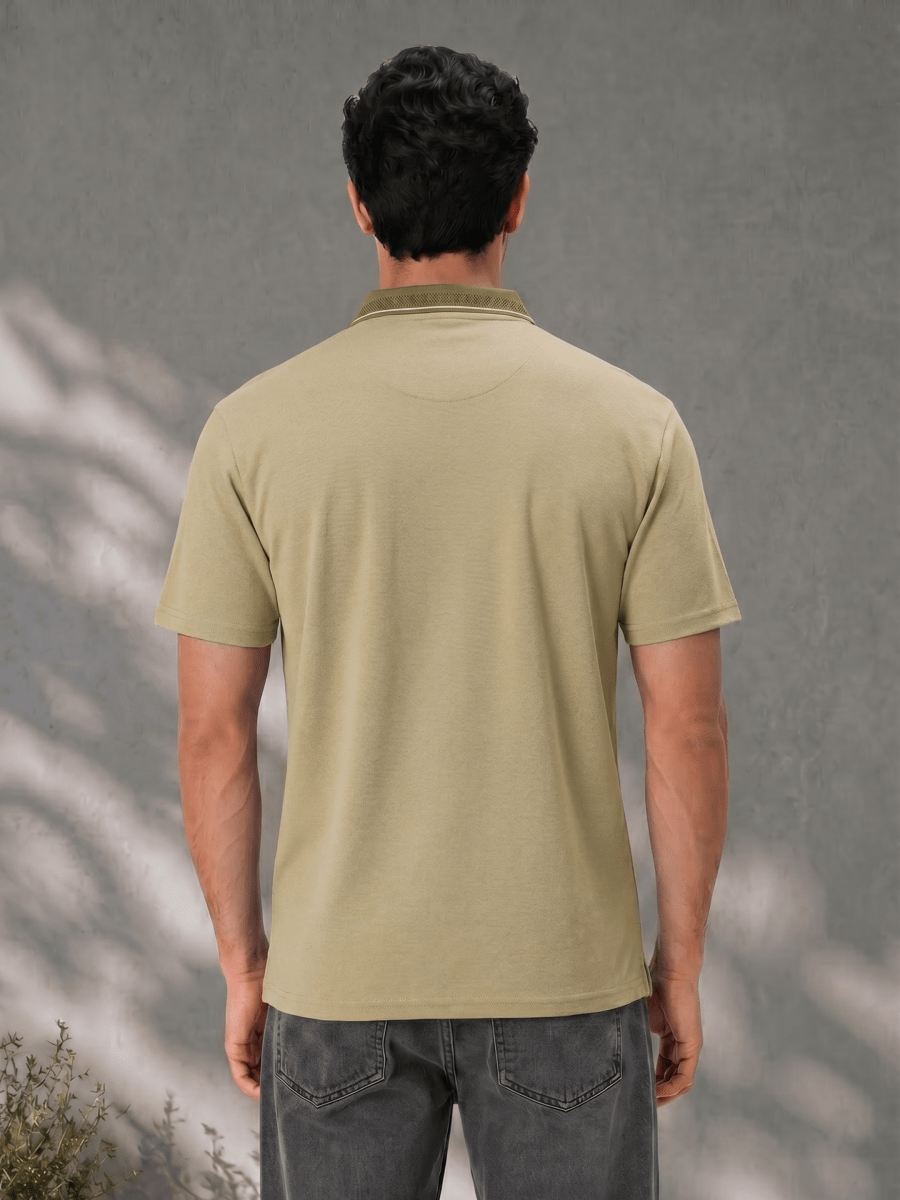 Men's Pista Melange Polo T Shirt with Contrast Collar