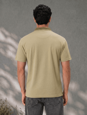 Men's Pista Melange Polo T Shirt with Contrast Collar