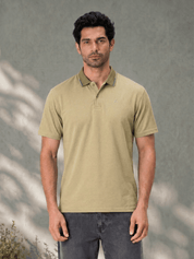 Men's Pista Melange Polo T Shirt with Contrast Collar