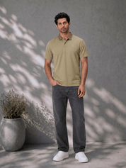 Men's Pista Melange Polo T Shirt with Contrast Collar