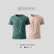 Men's Round Neck T-Shirt Combo – Feather Touch in Army & Peach