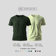 Men's Round Neck T-Shirt Combo – Feather Touch in Bottle Green & Olive