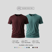 Men's Round Neck T-Shirt Combo – Feather Touch in Burgundy & Army
