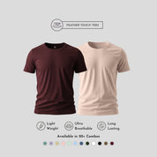 Men's Round Neck T-Shirt Combo – Feather Touch in Burgundy & Peach