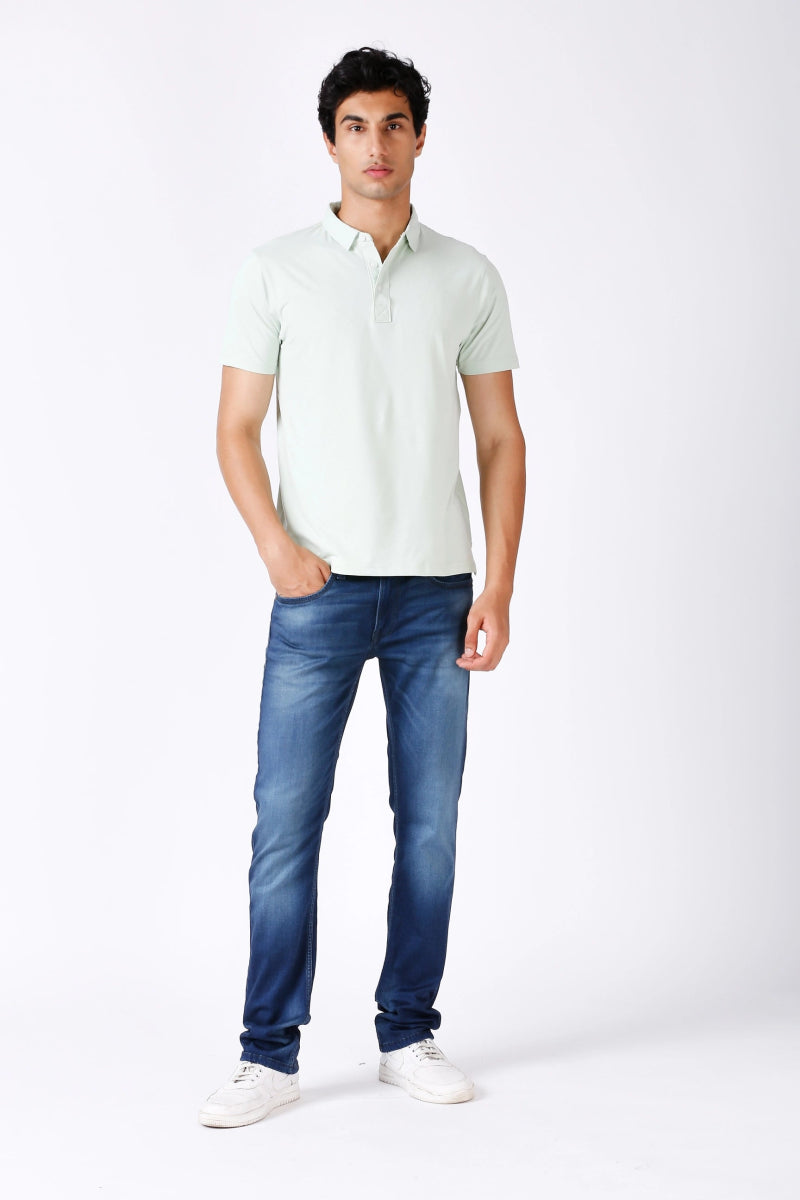 Men's Solid Feather Touch Mint Polo T-shirt