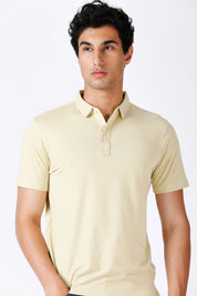 Men's Solid Feather Touch Olive Polo T-shirt