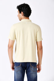 Men's Solid Feather Touch Olive Polo T-shirt