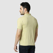 Solid Feather Touch Olive Polo T-shirt Collar With Pocket Men's