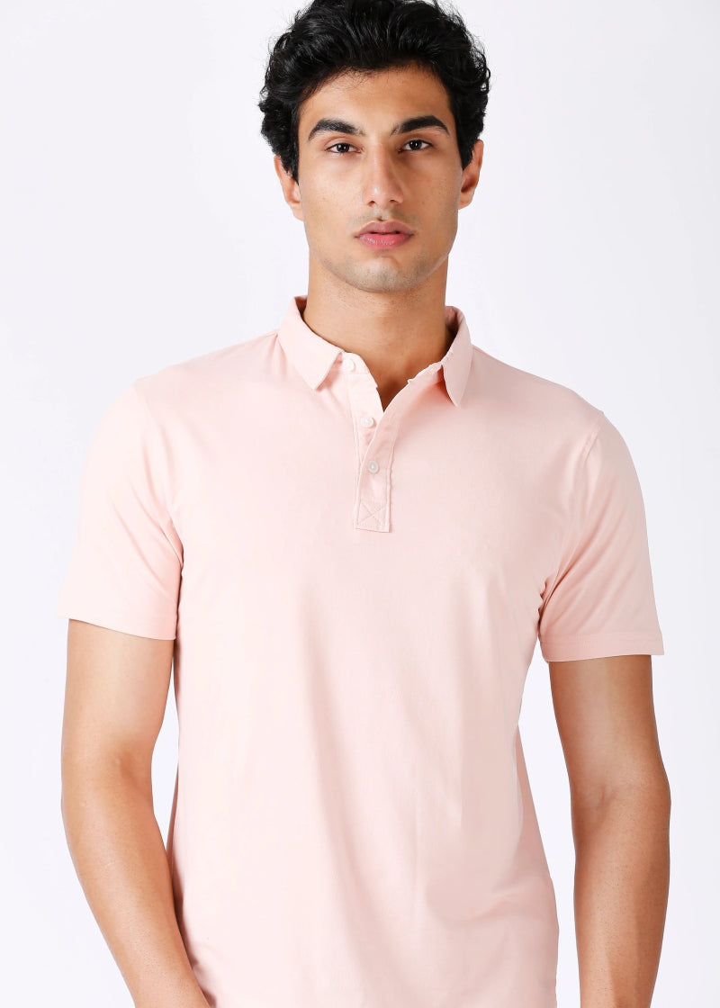 Peach Feather Touch Polo T-shirt