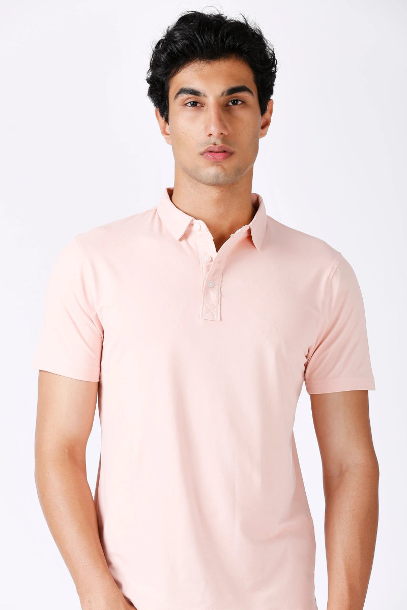 Peach Feather Touch Polo T-shirt