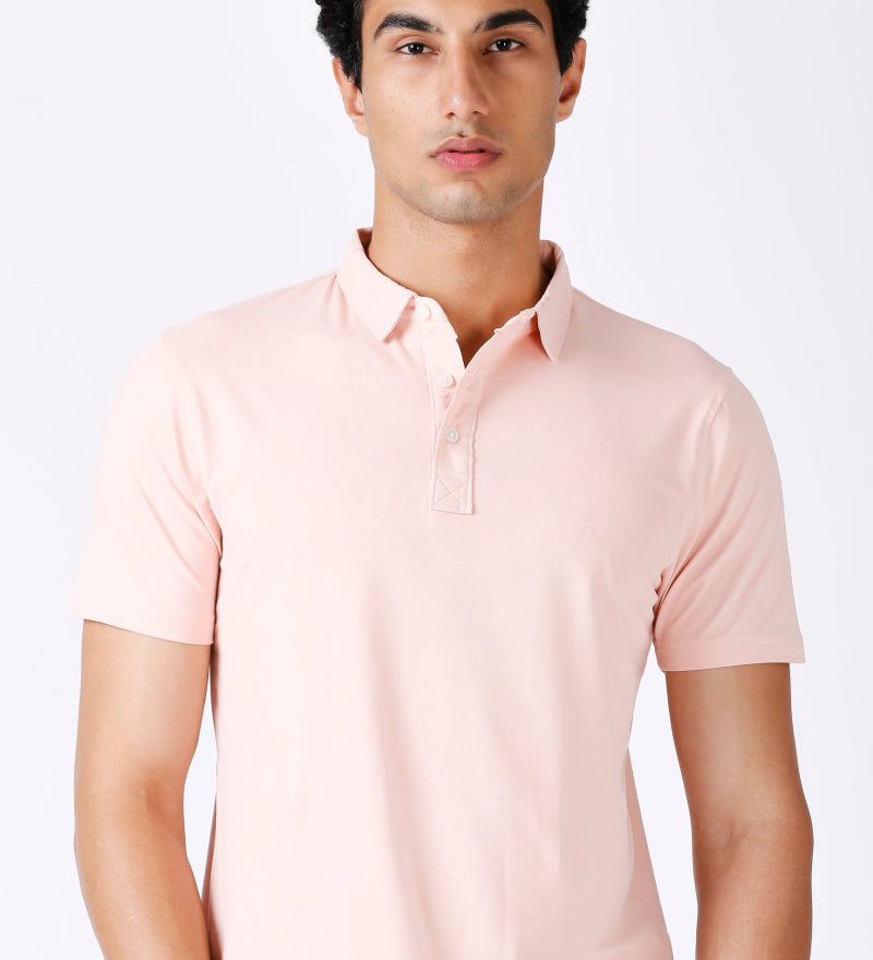 Peach Feather Touch Polo T-shirt