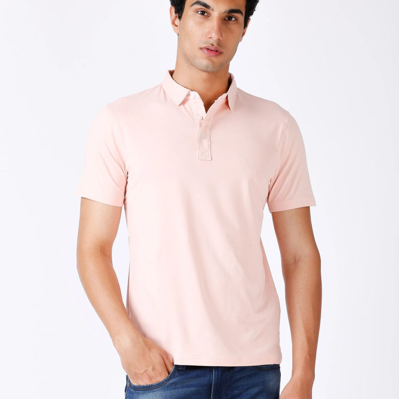 Peach Feather Touch Polo T-shirt