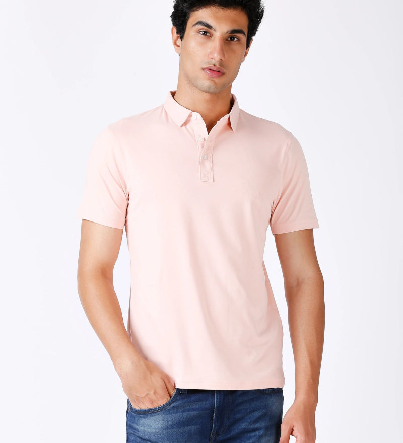 Peach Feather Touch Polo T-shirt