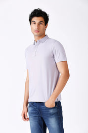 Men's Solid Feather Touch Purple Polo T-shirt