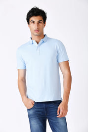 Sky Blue Feather Touch Polo T-shirt