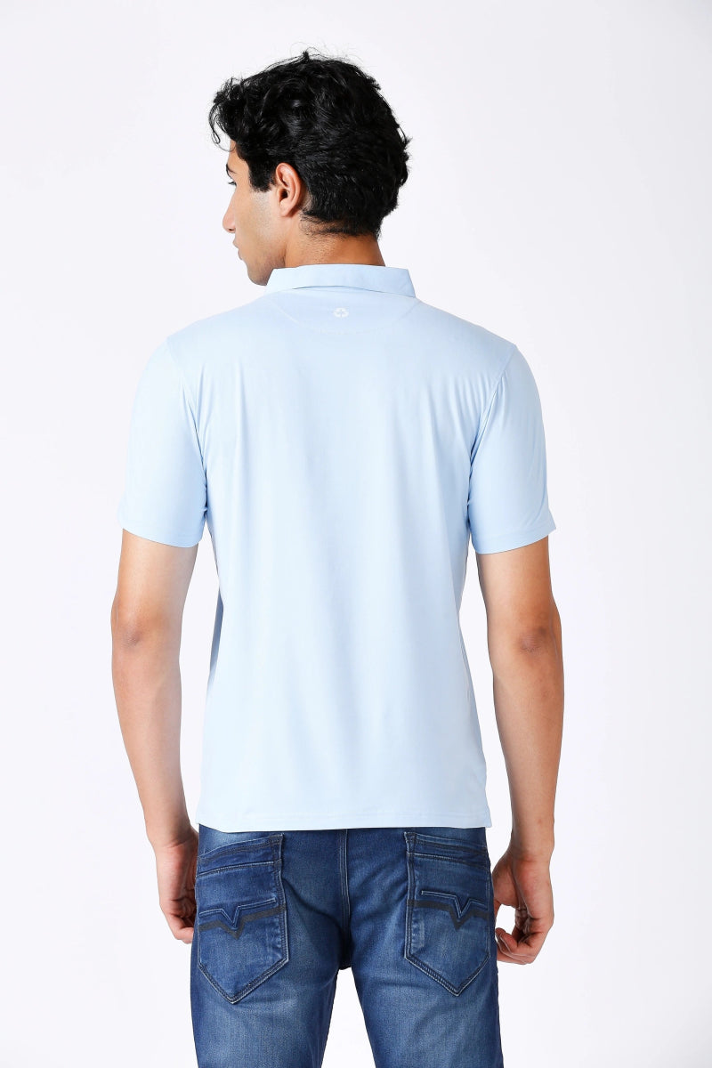 Sky Blue Feather Touch Polo T-shirt