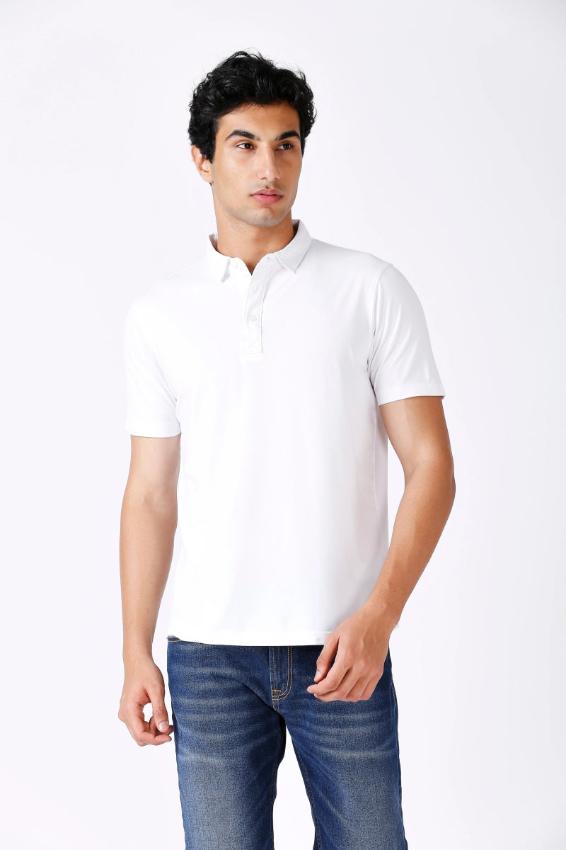 White Feather Touch Polo T-shirt