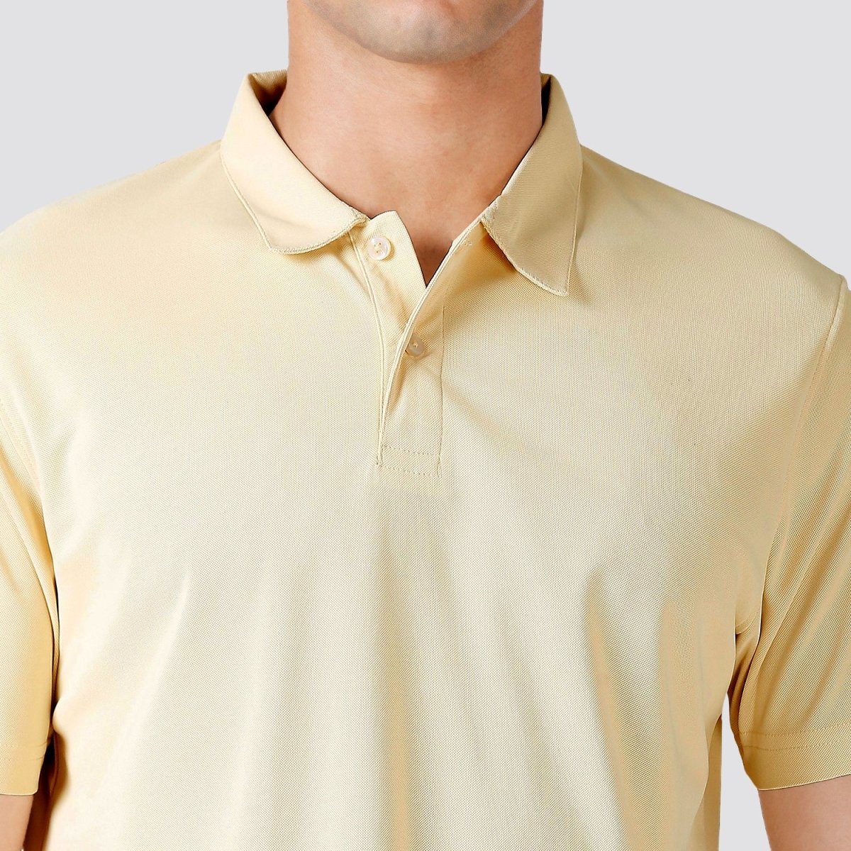 Men's Solid Matte Beige Polo T-shirt