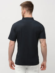 Men's Solid Matte Black Polo T-shirt