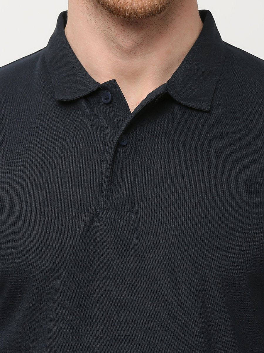 Men's Solid Matte Black Polo T-shirt