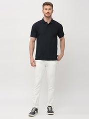 Men's Solid Matte Black Polo T-shirt