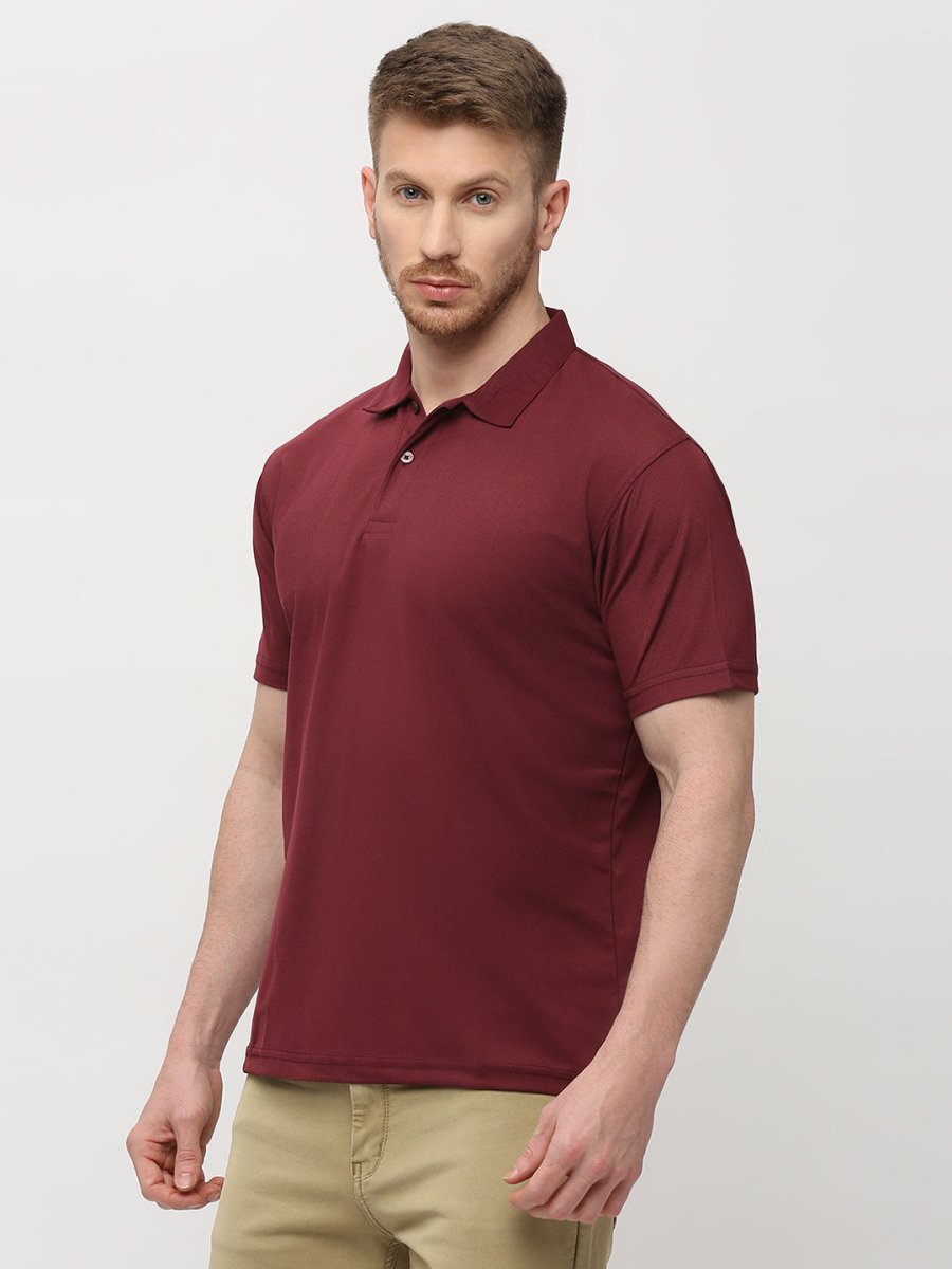 Men's Solid Matte Mahogony Polo T-shirt