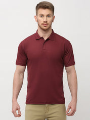 Men's Solid Matte Mahogony Polo T-shirt