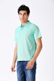 Solid Matte Polo Collar T-Shirt Mint for Men's