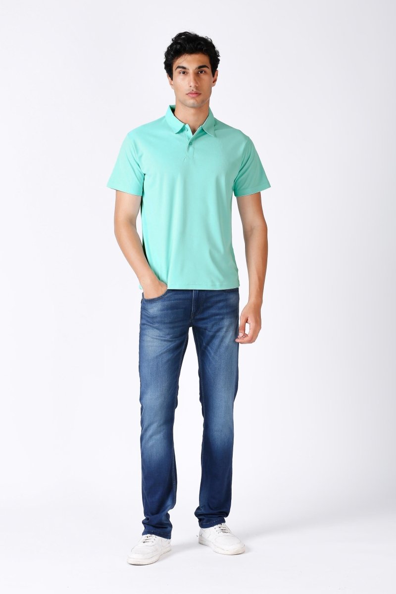 Solid Matte Polo Collar T-Shirt Mint for Men's