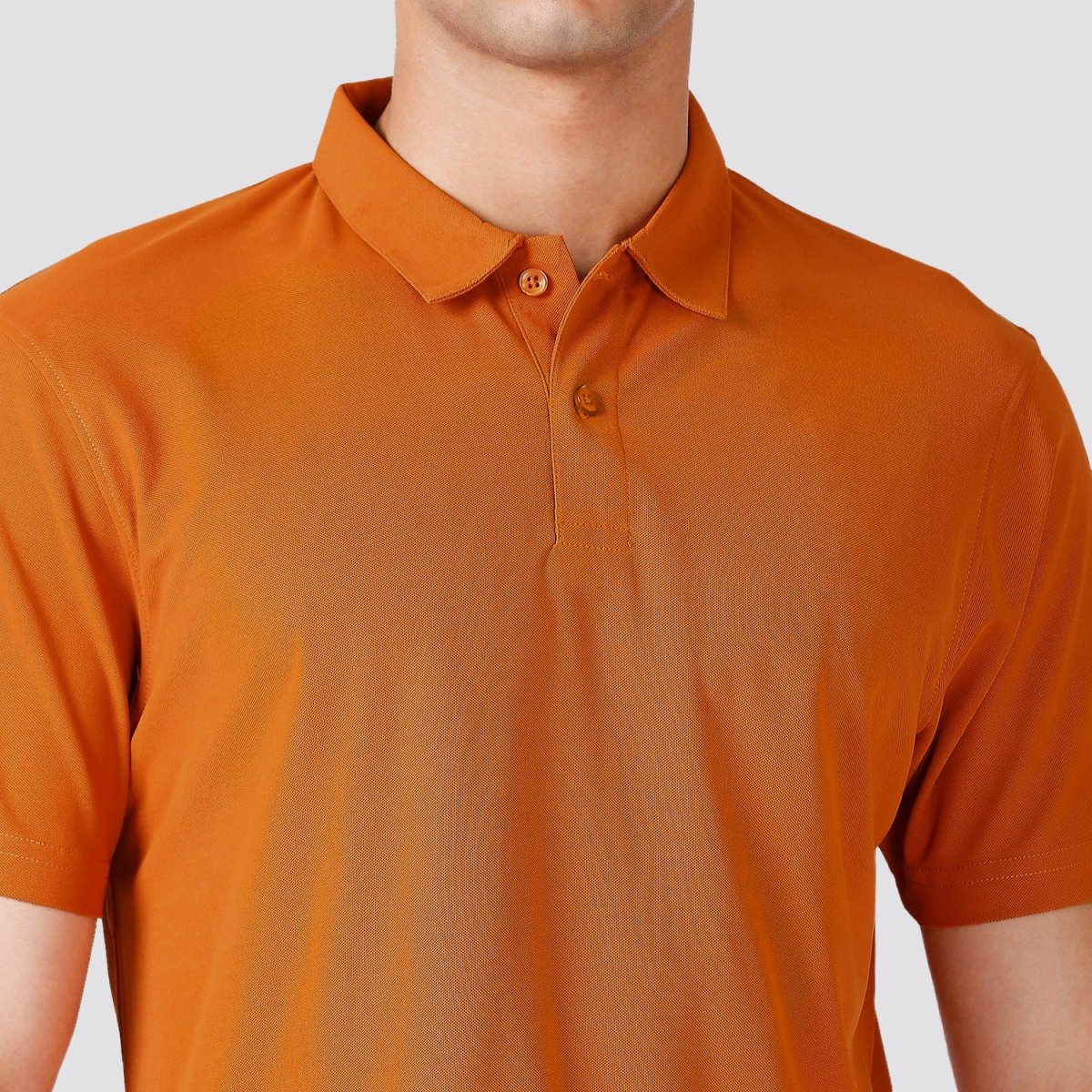 Men's Solid Matte Orange Wood Polo T-shirt