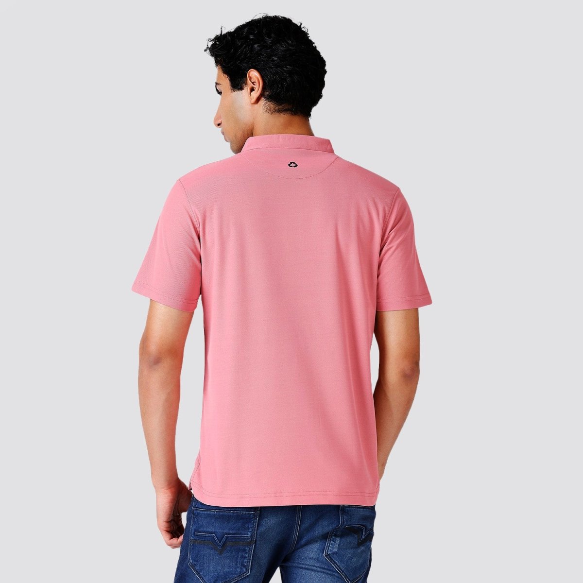 Men's Solid Matte Rose Polo T-shirt