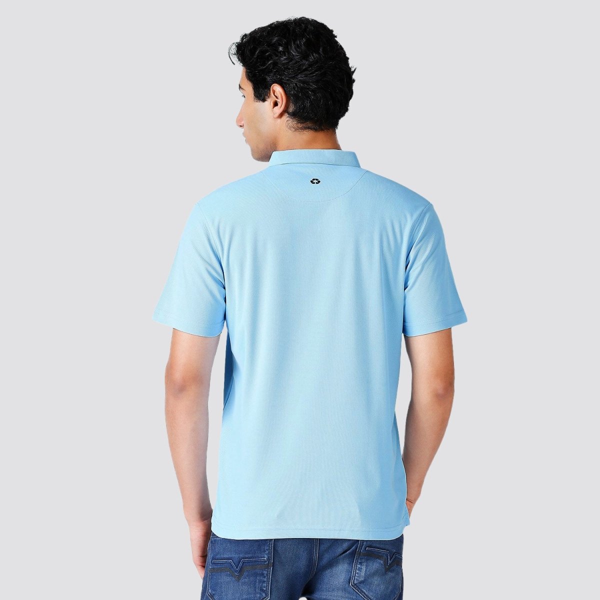 Men's Solid Matte Sky Blue Polo T-shirt