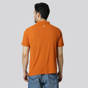Men's Solid Orange Matte Polo T-Shirt with Pocket