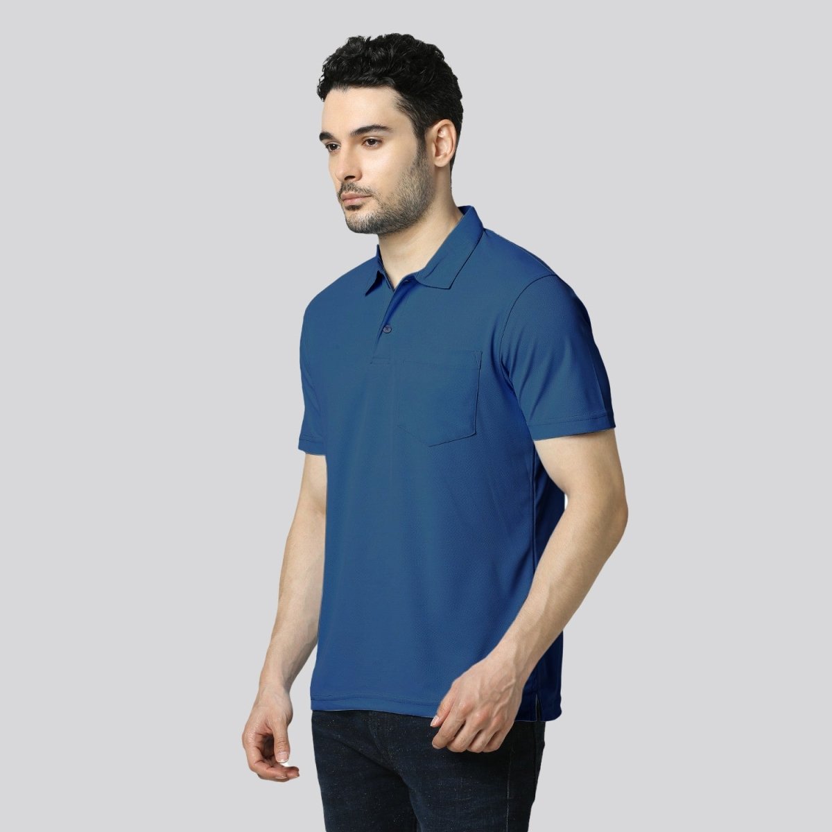 Men's Orange & Rama Blue Matte Polo T-Shirt Combo with Pocket