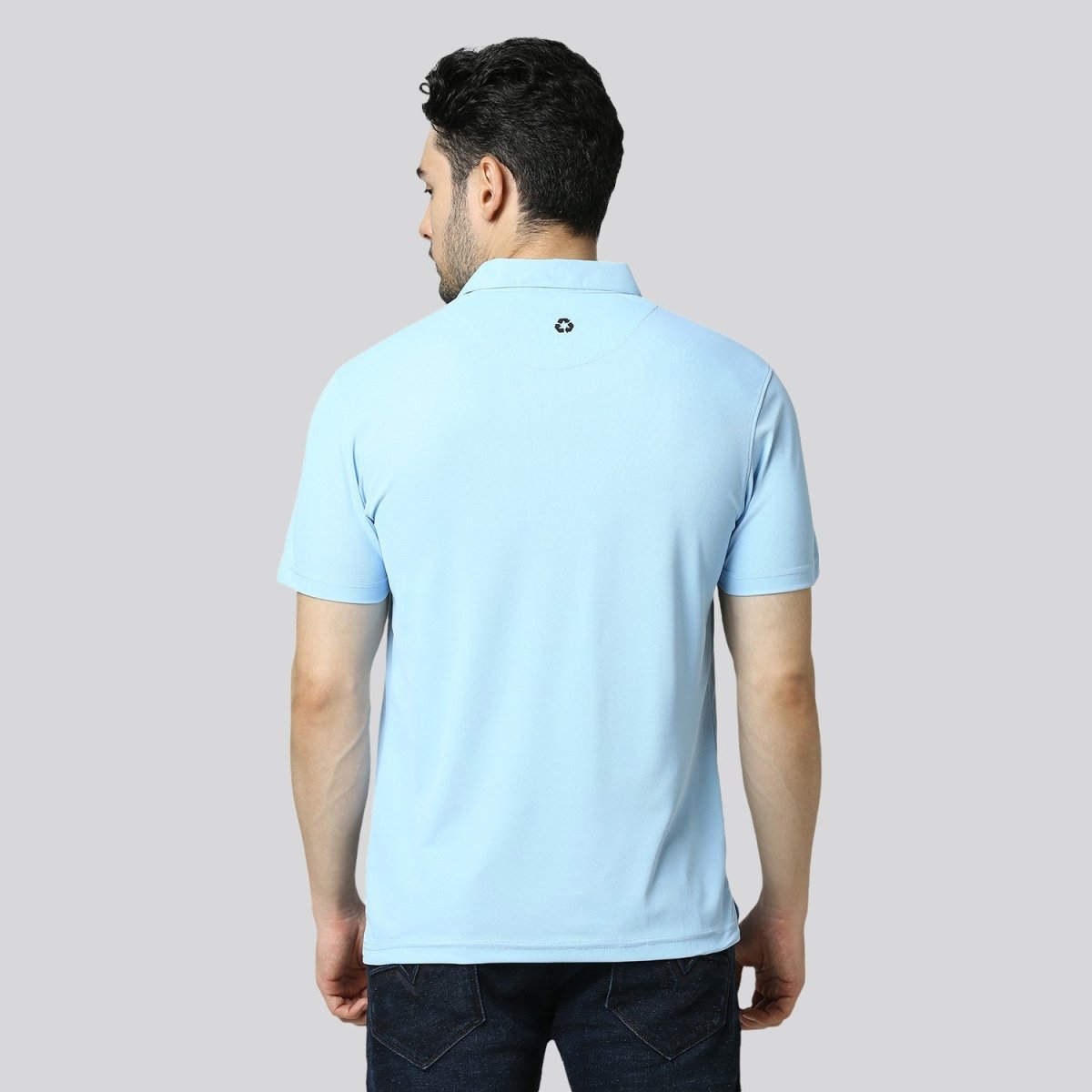 Men's Solid Sky Blue Matte Polo T-Shirt with Pocket
