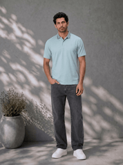 Mint Melange Men's Polo T Shirt with Contrast Tipping