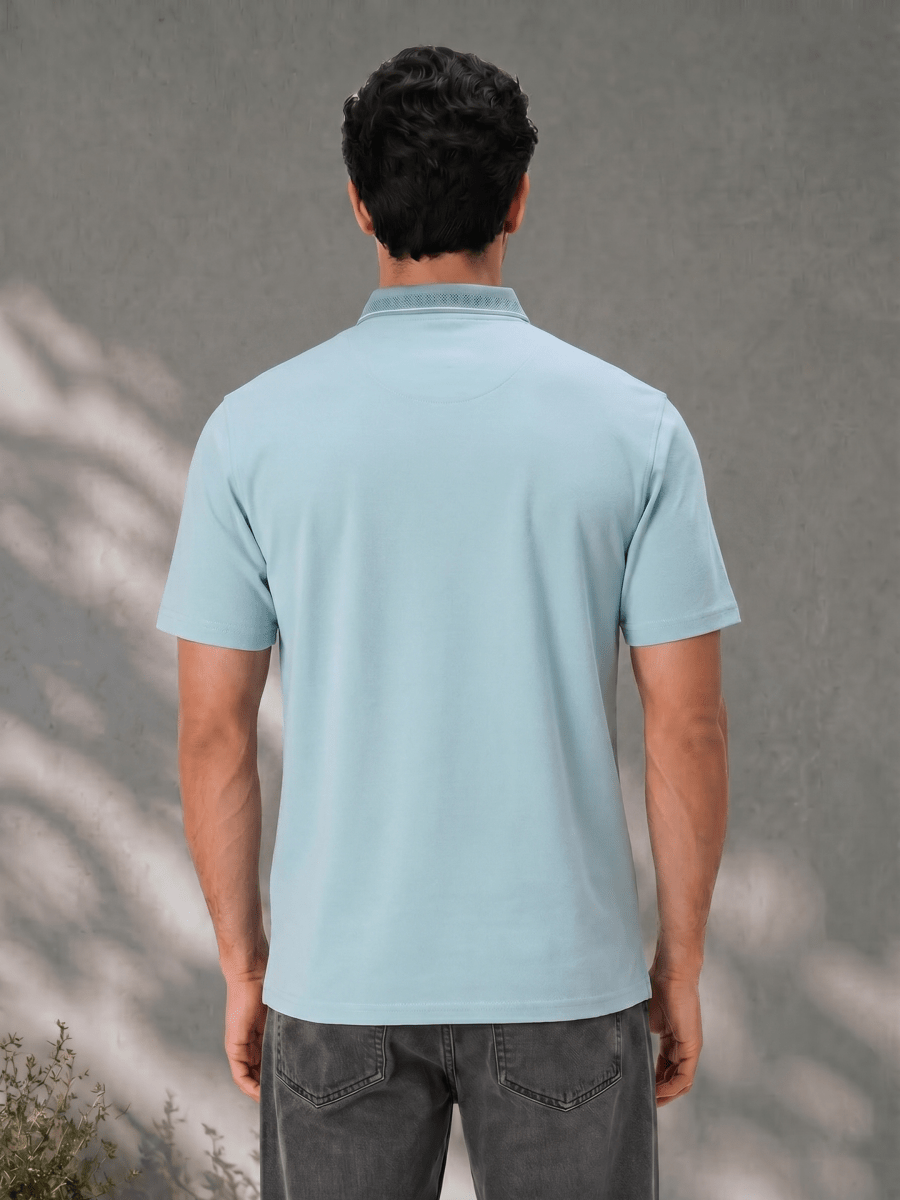 Mint Melange Men's Polo T Shirt with Contrast Tipping
