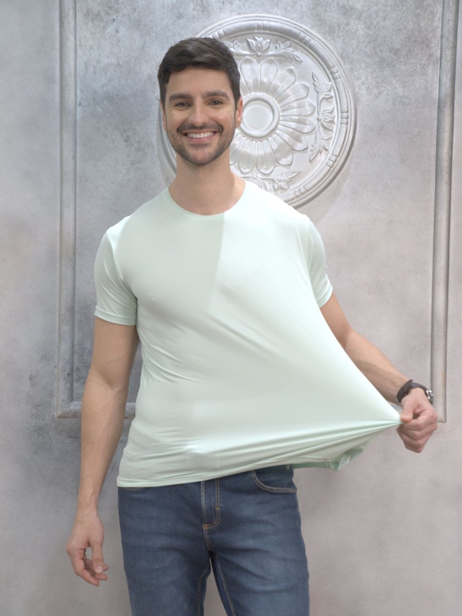 Mint Round Neck Solid T-Shirt for Men