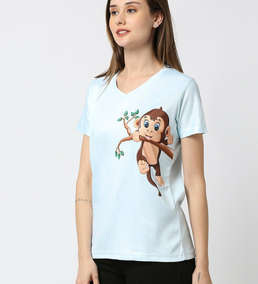 Blue V-Neck T-Shirt for Women