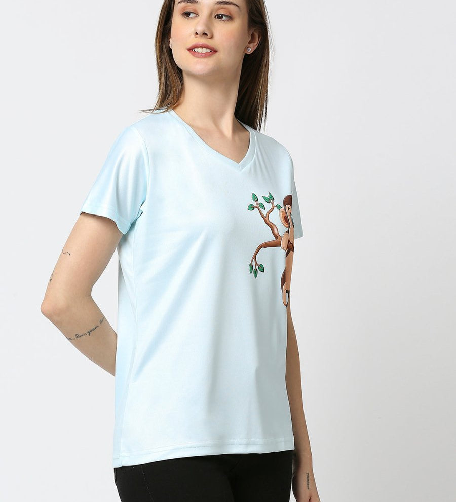 Blue V-Neck T-Shirt for Women