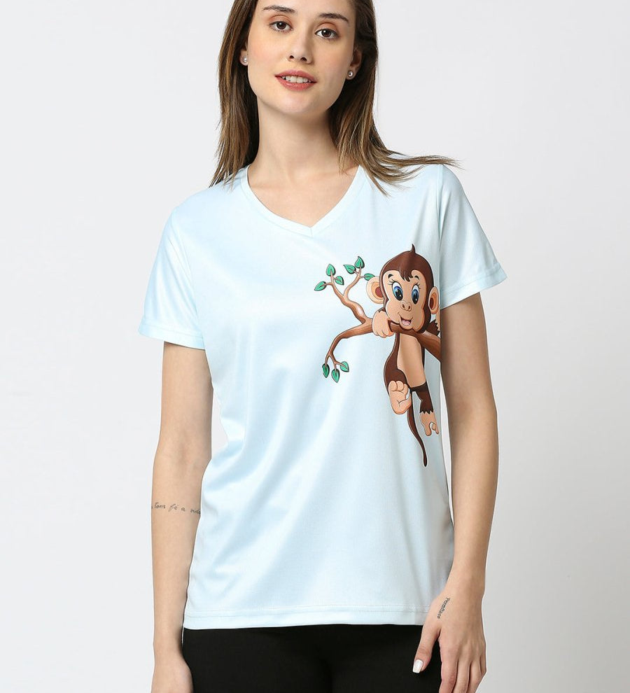 Blue V-Neck T-Shirt for Women